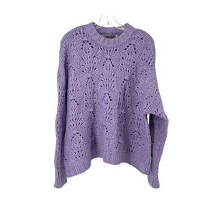 Aerie Sweater Purple Oversized Chunky Open Knit Size M Cozy Casual Preppy Top